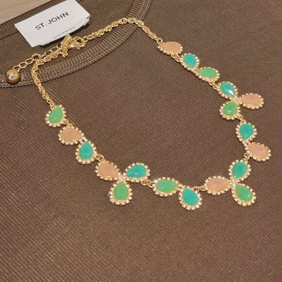 Brand New!! KATE SPADE New York: GumDrop| Green&Beige Stones|Crystals|Gold Metal - Picture 4 of 10